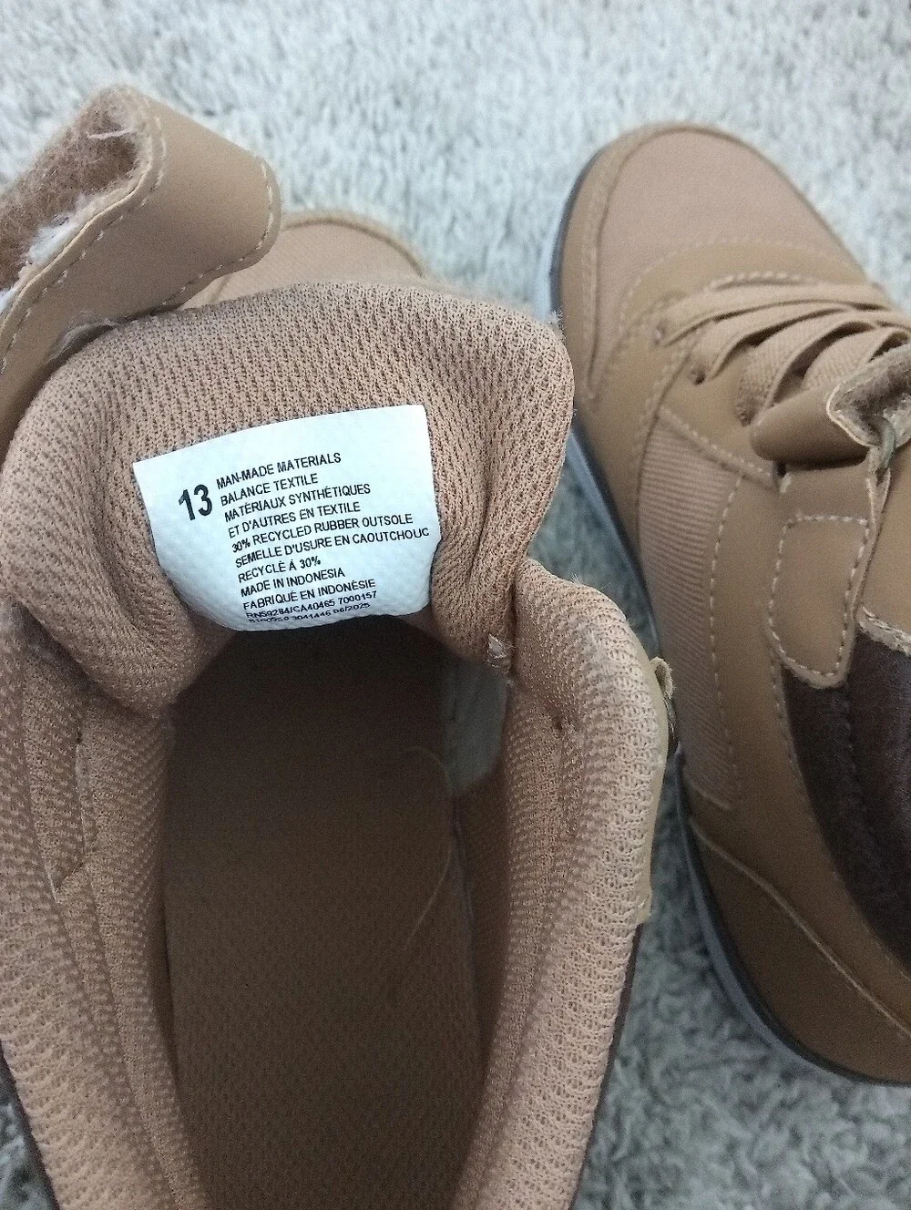 Toddler Boy High-Top Casual Sneakers - Tan Size 13.